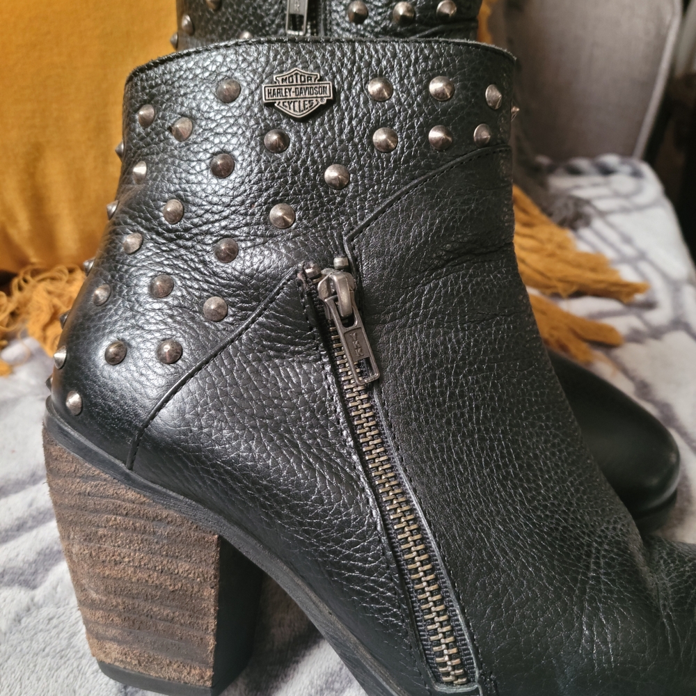 Harley-Davidson Black Studded Ankle Boots